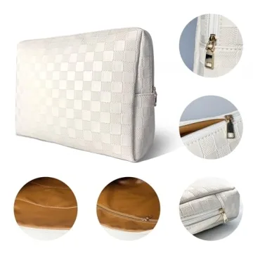 Stylish vhivhias Checkered Makeup Bag - Large Waterproof Design