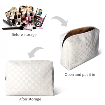 Stylish vhivhias Checkered Makeup Bag - Large Waterproof Design