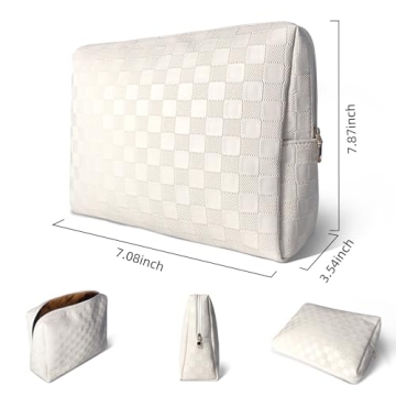 Stylish vhivhias Checkered Makeup Bag - Large Waterproof Design