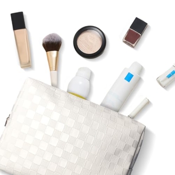 Stylish vhivhias Checkered Makeup Bag - Large Waterproof Design