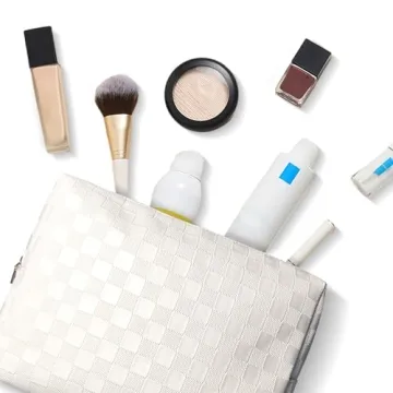 Stylish vhivhias Checkered Makeup Bag - Large Waterproof Design