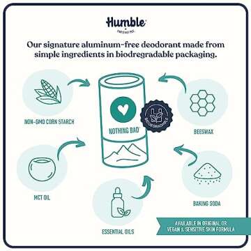 HUMBLE BRANDS Original Formula, Plastic-Free, Aluminum-free Deodorant Long Lasting Odor Control with Baking Soda and Essential Oils, Moroccan Rose