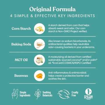 HUMBLE BRANDS Original Formula, Plastic-Free, Aluminum-free Deodorant Long Lasting Odor Control with Baking Soda and Essential Oils, Moroccan Rose