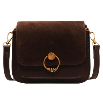 Small Mini Bag Vintage PU Leather Suede Crossbody Bag 2025 Fall Casual Shoulder Bag with Flap Closur...