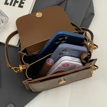 Small Mini Bag Vintage PU Leather Suede Crossbody Bag 2025 Fall Casual Shoulder Bag with Flap Closure Elegant Lock Decoration