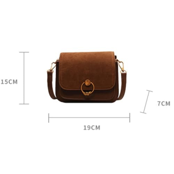 Small Mini Bag Vintage PU Leather Suede Crossbody Bag 2025 Fall Casual Shoulder Bag with Flap Closure Elegant Lock Decoration