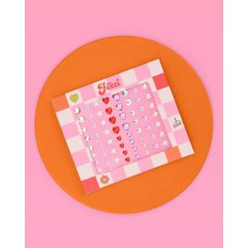 xo, Fetti Purple + Red Heart and Star Eye Face Gems - 1 Set | Bachelorette Face Gems, Sour Rhinestone Birthday Girl Accessory, Guts Concert Party Decorations, Rave Supplies, Valentine's Day, Festival