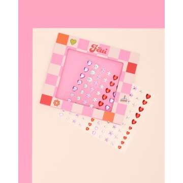 xo, Fetti Purple + Red Heart and Star Eye Face Gems - 1 Set | Bachelorette Face Gems, Sour Rhinestone Birthday Girl Accessory, Guts Concert Party Decorations, Rave Supplies, Valentine's Day, Festival