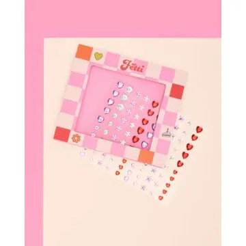 xo, Fetti Purple + Red Heart and Star Eye Face Gems - 1 Set | Bachelorette Face Gems, Sour Rhinestone Birthday Girl Accessory, Guts Concert Party Decorations, Rave Supplies, Valentine's Day, Festival