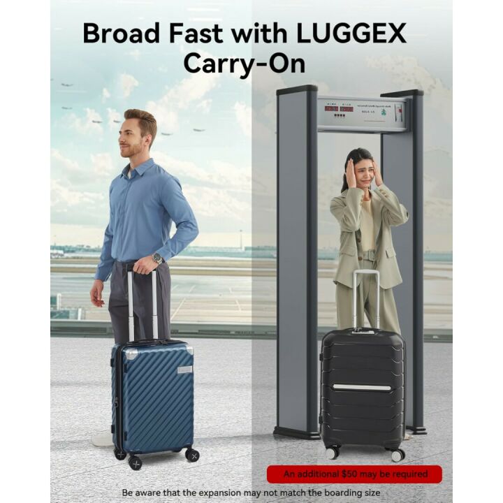 LUGGEX 22x14x9 Carry On Luggage - Expandable & Light