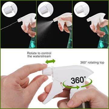 3PCS Plastic Spray Bottles 11oz Refillable Empty Spray Bottles with Mist and Stream Mode Trigger Sprayer for Plants Flowers Herbs Home Cleaning Garden Essential Oil