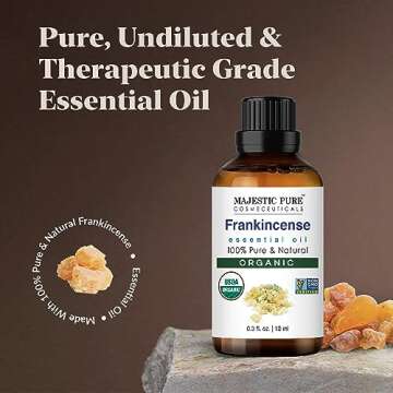 Majestic Pure Organic Frankincense Essential Oil - 100% Pure Frankincense Oil for Pain Relief, Skin ...