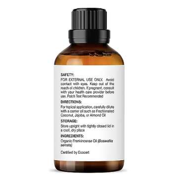 Majestic Pure Organic Frankincense Essential Oil - 100% Pure Frankincense Oil for Pain Relief, Skin Care, Hair Care & Aromatherapy, Premium Grade for Diffuser & Oil Diffuser - 0.3 fl oz