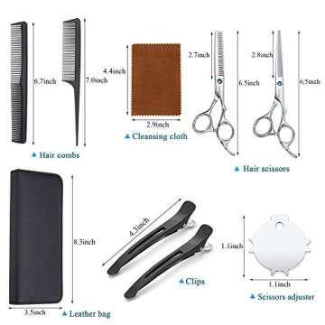 Hair Cutting Scissors Kit, Aethland Professional Barber Hairdressing Scissors Set (Trimming Shaping Grooming Thinning Shears) for Men Women Pets Home Salon Barber Haircut, 6.5" Japanese 9CR SS
