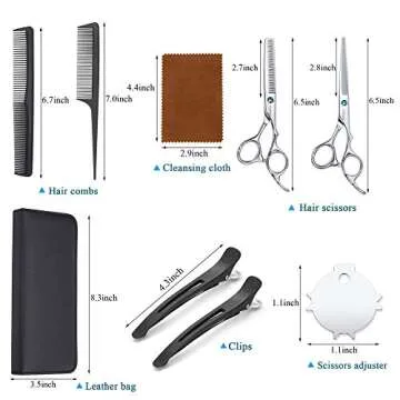 Hair Cutting Scissors Kit, Aethland Professional Barber Hairdressing Scissors Set (Trimming Shaping Grooming Thinning Shears) for Men Women Pets Home Salon Barber Haircut, 6.5" Japanese 9CR SS