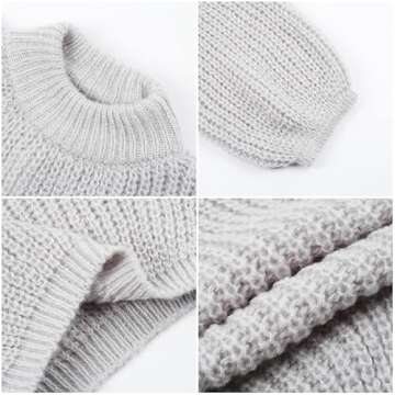 Simplee Women's Casual Long Sleeve Loose Pullover Knit Sweater Jumper Top, Grey, One Size