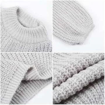 Simplee Women's Casual Long Sleeve Loose Pullover Knit Sweater Jumper Top, Grey, One Size