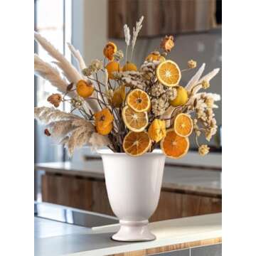 Serene Spaces Living Large White Porcelain Urn Vase, Pedestal Floral Pot, Decorative Container for N...