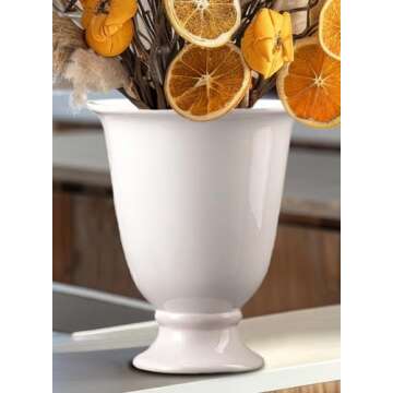 Elegant White Porcelain Urn Vase for Home Decor