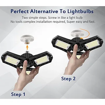 GHUSTAR 2-Pack LED Garage Light - Ultra Bright 6000LM