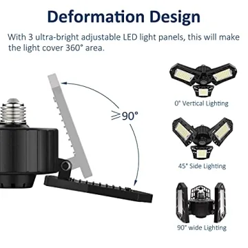 GHUSTAR 2-Pack LED Garage Light - Ultra Bright 6000LM