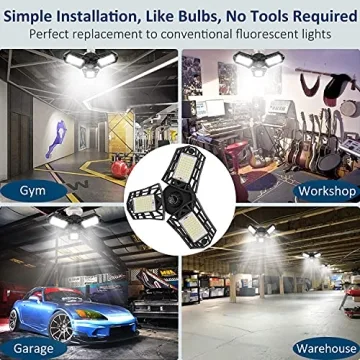 GHUSTAR 2-Pack LED Garage Light - Ultra Bright 6000LM