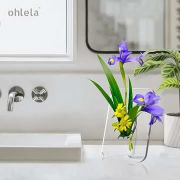 ohlela Photo Frame Shaped Clear Acrylic Single Flower Vase - 8 x 6 Inch Acrylic Flower Frame Vase fo...