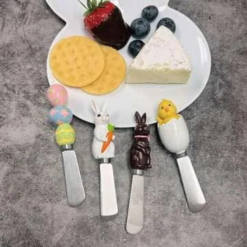 Charming Hand-Painted Easter Cheese Spreaders Set