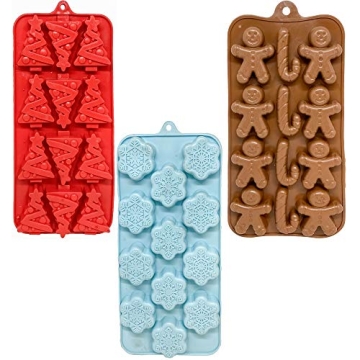 Holiday Christmas Shaped Silicone Ice Cube Trays Set