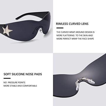 LIKSMU Y2K Rimless Sunglasses for Stylish UV Protection