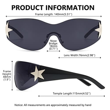 LIKSMU Y2K Rimless Sunglasses for Stylish UV Protection