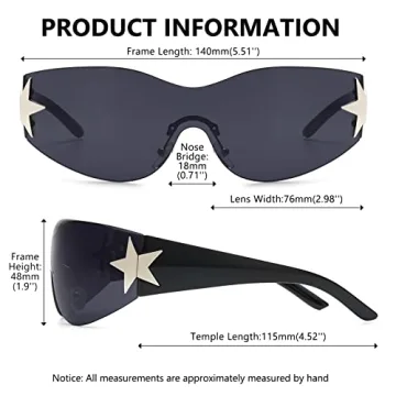 LIKSMU Y2K Rimless Sunglasses for Stylish UV Protection