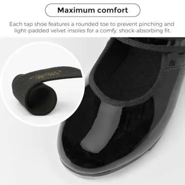 Stelle Tap Shoes for Girls Boys PU Leather Non-Slip Dance Shoes for Toddler/Little Kid/Big Kid(Black,9MT)