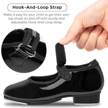 Stelle Tap Shoes for Girls Boys PU Leather Non-Slip Dance Shoes for Toddler/Little Kid/Big Kid(Black,9MT)