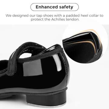 Stelle Tap Shoes for Girls Boys PU Leather Non-Slip Dance Shoes for Toddler/Little Kid/Big Kid(Black,9MT)