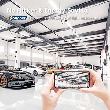 BBOUNDER 4 Pack Linkable LED Utility Shop Light, 4 FT, 4000 LM, 48 Inch Integrated Fixture for Garage, 40W Equivalent 250W, 5000K Daylight, Surface + Suspension Mount, Black