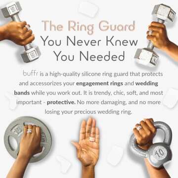 BUFFR Silicone Ring Protector for Working Out – Wedding Ring Protector – Rubber Ring Guard for Women – Light Gray, Size 5