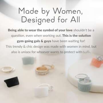 BUFFR Silicone Ring Protector for Working Out – Wedding Ring Protector – Rubber Ring Guard for Women – Light Gray, Size 5