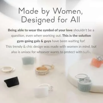 BUFFR Silicone Ring Protector for Working Out – Wedding Ring Protector – Rubber Ring Guard for Women – Light Gray, Size 5