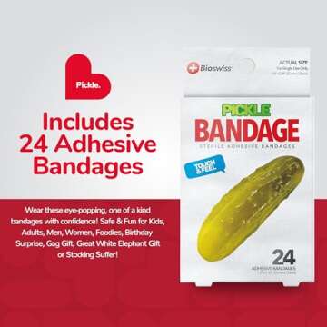 BioSwiss Bandages, Pickle Shaped Self Adhesive Bandage, Latex Free Sterile Wound Care, Fun First Aid...