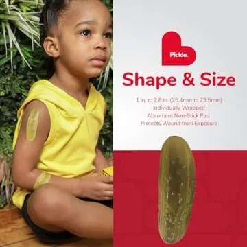 BioSwiss Bandages, Pickle Shaped Self Adhesive Bandage, Latex Free Sterile Wound Care, Fun First Aid Kit Supplies for Kids, 24 Count