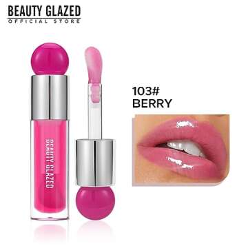 Beauty Glazed Color Variety Non-Sticky Ultra-Hydrating & Nourishing Lip Oil with Big Brush Applicato...