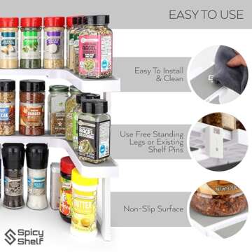 Spicy Shelf Deluxe - Expandable Spice Rack and Stackable Cabinet & Pantry Organizer