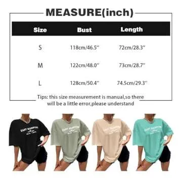 Lauweion Women Drop Shoulder East Hampton Letter T-Shirt Oversized Graphic Baggy Trendy Tee Shirt Top Green