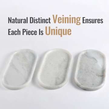 Koville African Natural Marble Tray, 12"x6" Vanity Decorative Marble Tray for Home, Countertop Organizer, Catchall Tray for Perfume, Candles, Jewelry Dish Tray