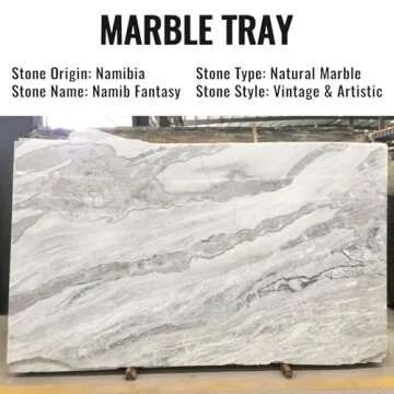 Koville African Natural Marble Tray, 12"x6" Vanity Decorative Marble Tray for Home, Countertop Organizer, Catchall Tray for Perfume, Candles, Jewelry Dish Tray