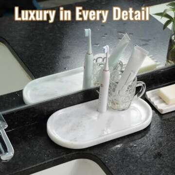 Koville African Natural Marble Tray, 12"x6" Vanity Decorative Marble Tray for Home, Countertop Organizer, Catchall Tray for Perfume, Candles, Jewelry Dish Tray