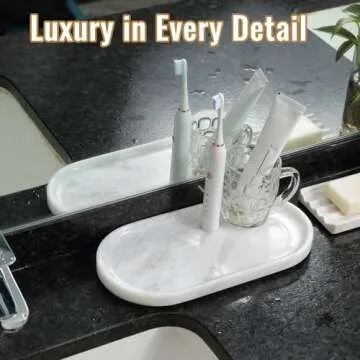 Koville African Natural Marble Tray, 12"x6" Vanity Decorative Marble Tray for Home, Countertop Organizer, Catchall Tray for Perfume, Candles, Jewelry Dish Tray