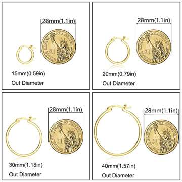 Hayoso 18K Gold Plated Hoop Earrings - 925 Sterling Silver Hoop Earrings Womens Hypoallergenic Hoops | Square Tube Hoop Earrings for Women 15mm/20mm/30mm/40mm (Gold 30mm)