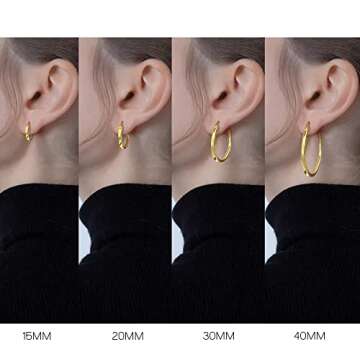 Hayoso 18K Gold Plated Hoop Earrings - 925 Sterling Silver Hoop Earrings Womens Hypoallergenic Hoops | Square Tube Hoop Earrings for Women 15mm/20mm/30mm/40mm (Gold 30mm)